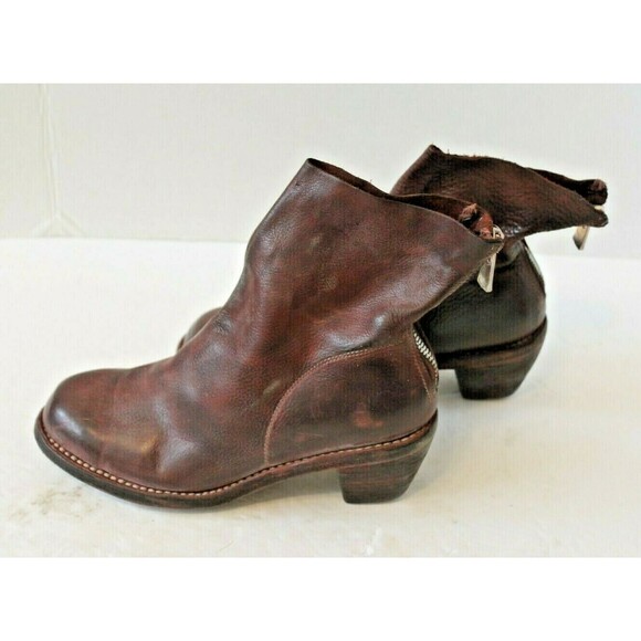 GUIDI Ankle Boots Goat Full Grain Cuban Heel Made In Italy EU 36 US 5.5 - Picture 4 of 9